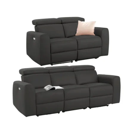 LOFT24 Set 2 Personen/ 3 Personen elektrisch aus braunem PU