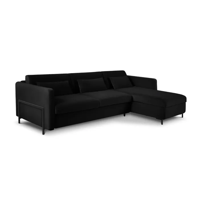 Umwandelbares Rechtes Ecksofa "yanis" 5-Sitzer aus Samt