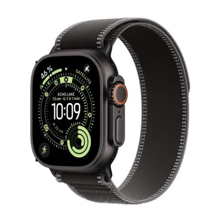 Apple Watch Ultra 3 GPS + Cellular 49mm Schwarzes Titangehäuse mit Trailschnalle schwarz / Kohle